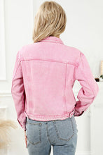 Load image into Gallery viewer, Pocketed Button Up Collared Neck Denim Jacket
