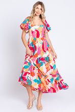 Load image into Gallery viewer, Printed Smocked Back Tiered Maxi Dress
