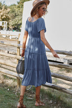 Load image into Gallery viewer, Short Sleeve Frill Trim Buttoned Dress
