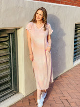 Load image into Gallery viewer, Horizontal Stripe Side Slit V-Neck Dress
